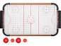 Tisch-Airhockey-Spiel mit zwei Schlägern und zwei Pucks