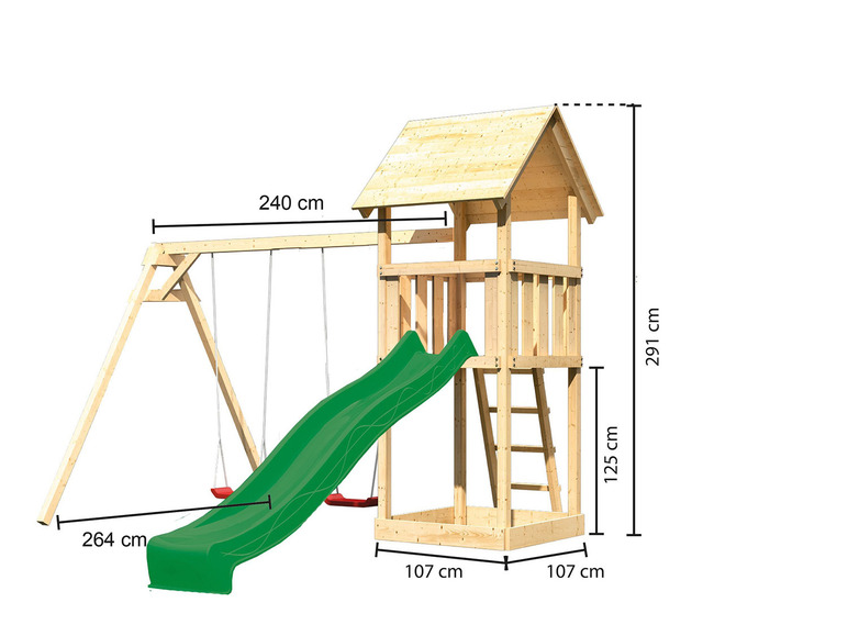 Gehe zu Vollbildansicht: Akubi Spielturm »Lotti« mit Rutsche, Massivholz - Bild 8