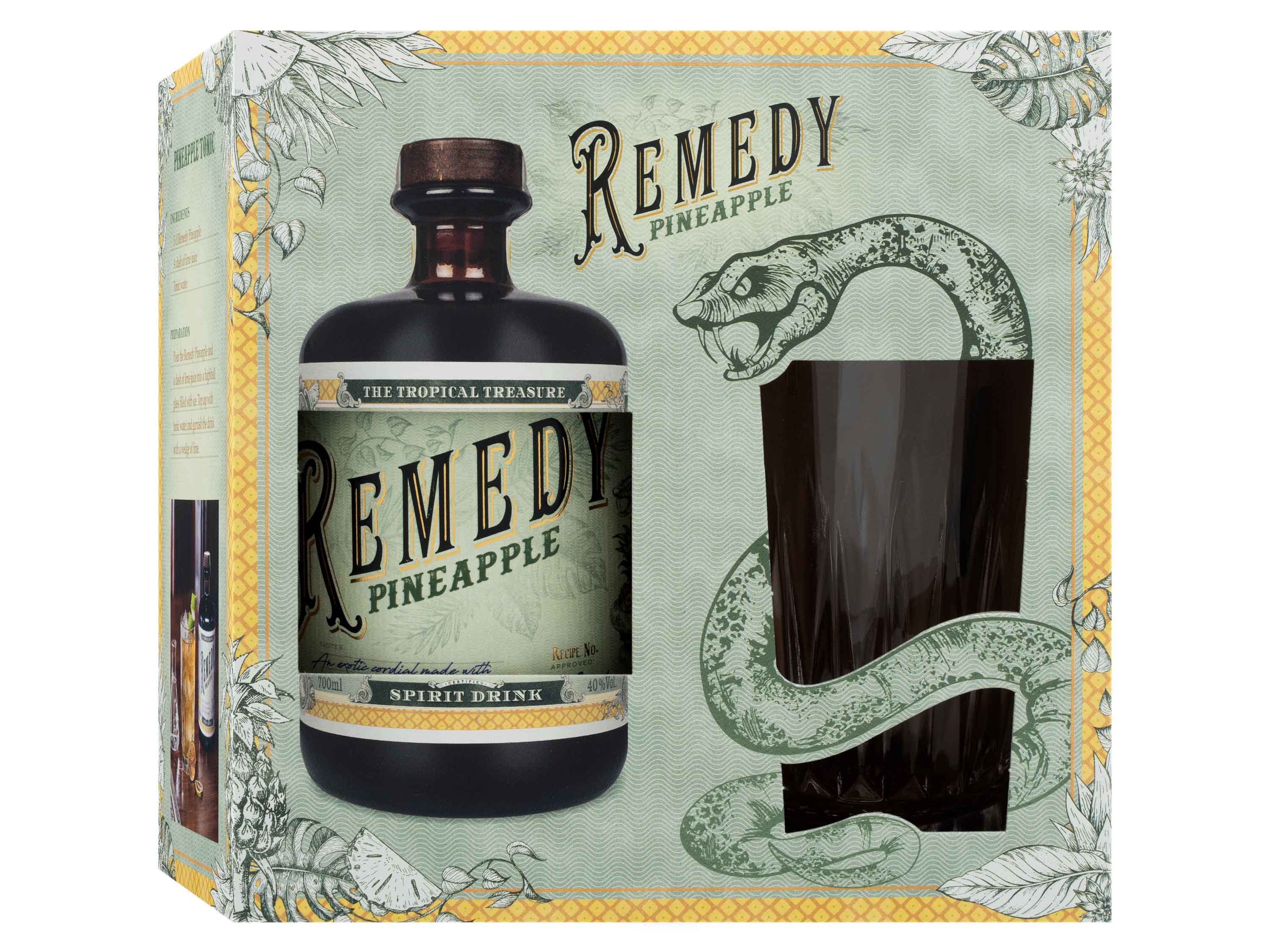 Remedy Pineapple (Rum-Basis) mit Geschenkbox und Glas 40% Vol