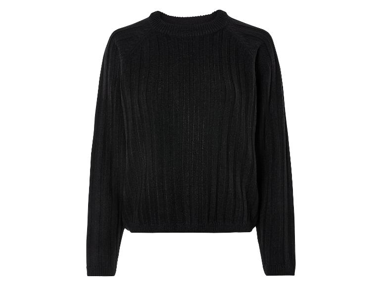 Ein schwarzer Pullover mit langen Ärmeln.