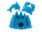 Blaues kinetisches Sandburg mit Delfin und Krabbe