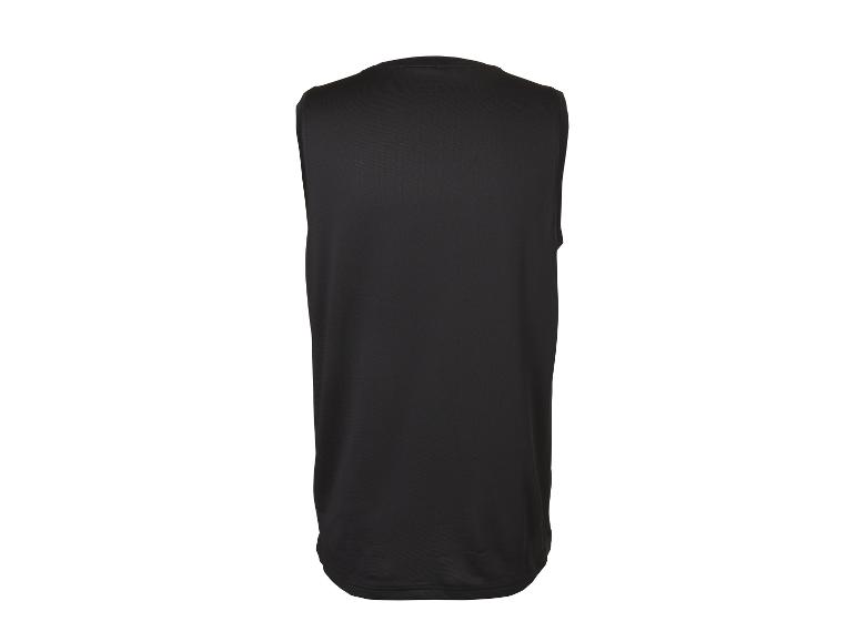 Schwarzes ärmelloses Herren-T-Shirt, Rückansicht.