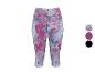 Damen Capri-Leggings mit lebhaftem pink-blauem abstraktem Blumenmuster.