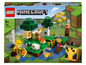 LEGO Minecraft The Bee Farm mit Bienen, einem Bauern und einem Schaf.