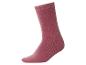 Eine einzelne rosa Socke mit geripptem Bündchen, Fuß und Ferse.