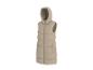 Beige gesteppte Weste mit Kapuze.