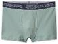 Herren-Boxershorts in Mintgrün mit schwarzem, beschriftetem Gummibund.