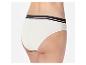 Weiße Damen-Slip mit farbigen Streifen.
