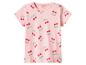 Rosa Kurzarm-T-Shirt mit rotem Kirschmuster.
