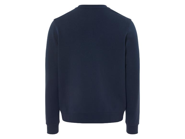 Ein dunkelblauer Pullover mit langen Ärmeln.