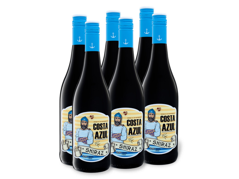 Gehe zu Vollbildansicht: 6 x 0,75-l-Flasche Weinpaket Costa Azul Shiraz trocken, Rotwein - Bild 1
