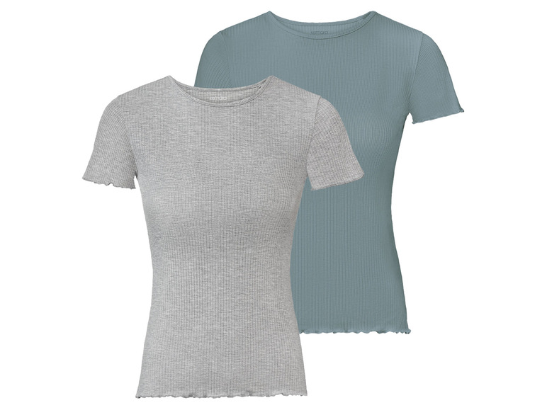 Gehe zu Vollbildansicht: esmara® Damen T-Shirt, 2 Stück, in Ripp-Qualität mit Rundhalsausschnitt - Bild 14