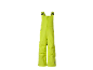 Neon-gelbe Skihose für Kinder mit verstellbaren Trägern und Frontreißverschluss.