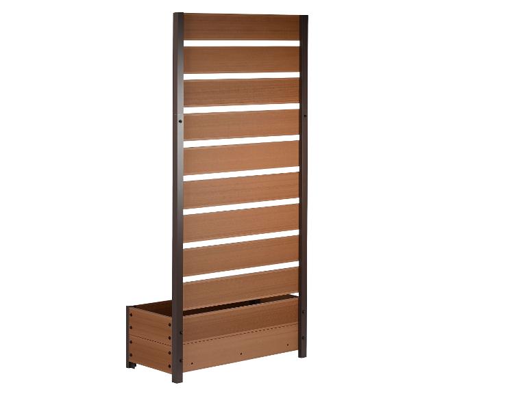 Hölzerner Gartenpflanzkasten mit Rankgitter, braun.