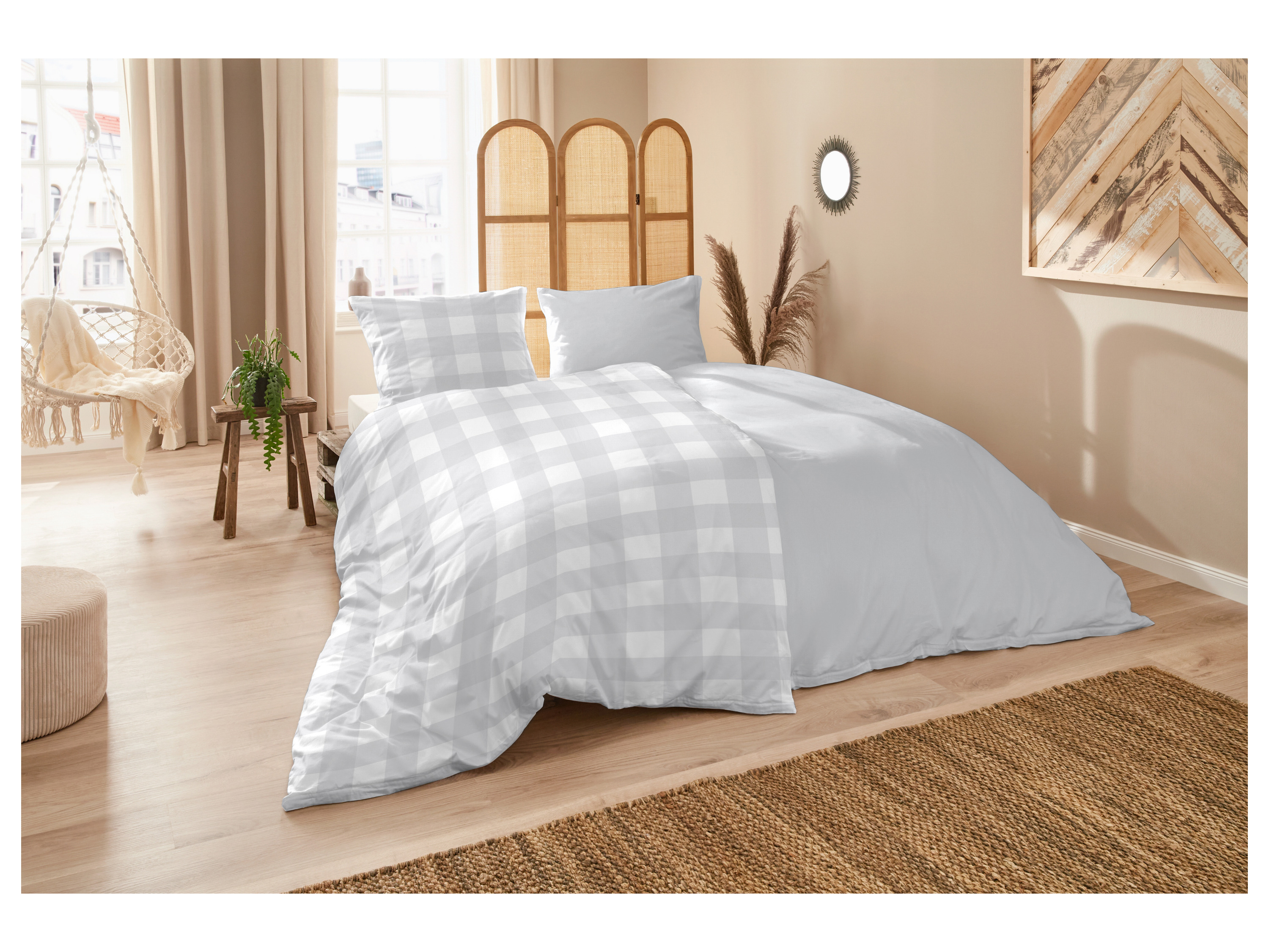 Thumbnail - Westminster Perkal Bettwäsche (Karo grau, 155 X 220 CM)