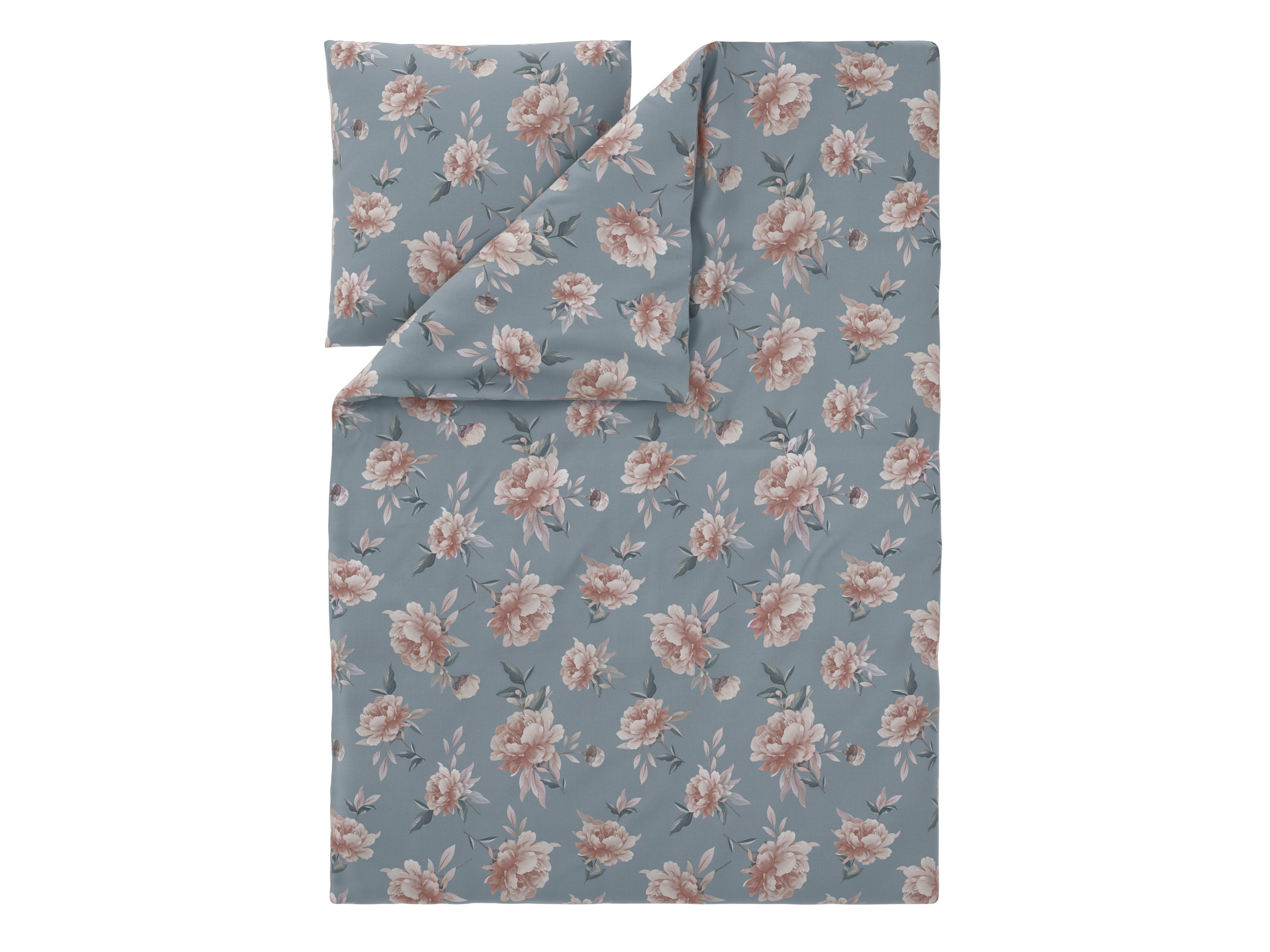 LIVARNO® Renforcé-Bettwäsche, 155 x 220 cm (Blumen/blau)