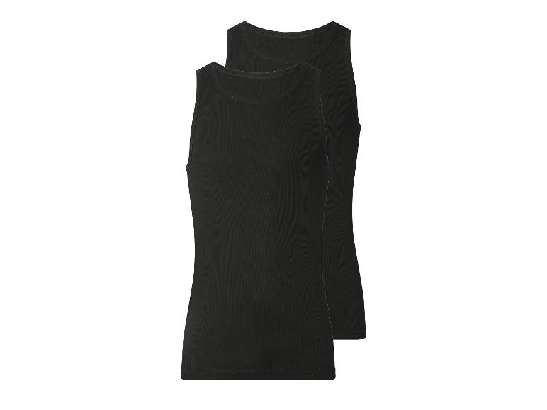 Zwei schwarze, gerippte Tanktops