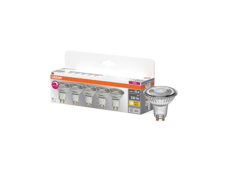 LED-Lampen, 3.4W=35W, 230lm, warmweiß, GU10, dimmbar, 36 Grad