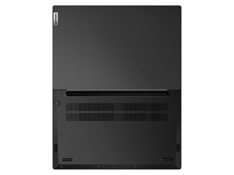 Geöffnetes Laptop mit Bildschirmrückseite und belüfteter Unterseite