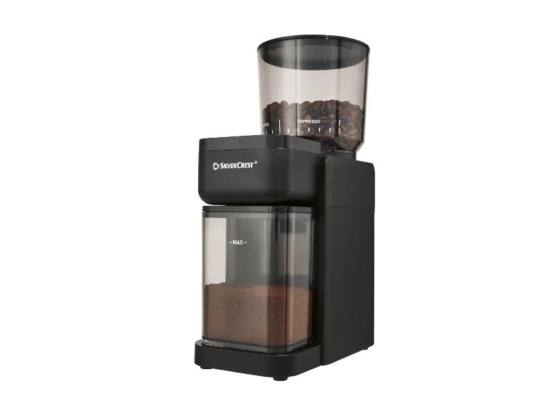 SilverCrest Kaffeemühle mit transparenten Behältern für Bohnen und gemahlenen Kaffee