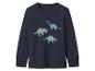 Dunkelblaues Kinder-Langarmshirt mit Dinosaurier-Print