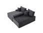 Graues Cord-Modulsofa mit Kissen, Draufsicht.