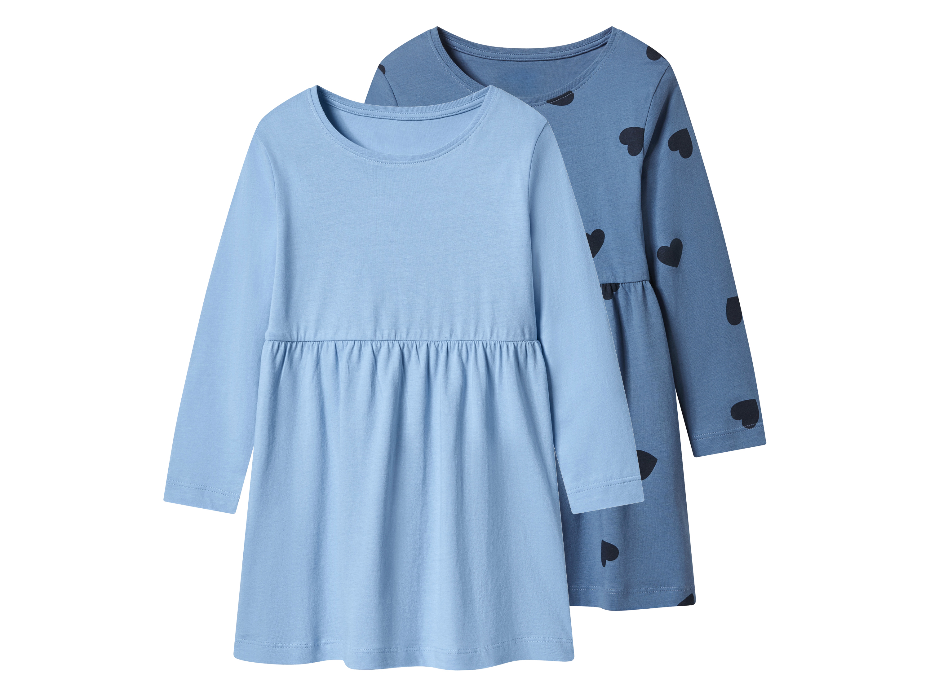 LUPILU® Kleinkinder Mädchen Kleid, 2 Stück (Blau, 98/104)