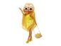 Modepuppe mit Tasche und Sonnenbrille: gelber Look und stylische Accessoires.