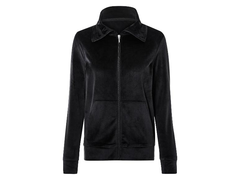Eine schwarze Samtjacke mit Reißverschluss.