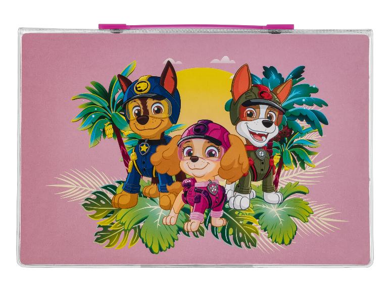 Rosa Paw Patrol Federmappe: Chase, Skye und Marshall im tropischen Urlaub.