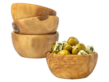 Soltako - 2er und 4er Set Antipasti-/Dippschälchen Olivenholz (4er Set Schalen)
