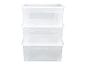 Drei transparente Stapelboxen.