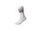 Weiße Socke mit rosa, grünen, blauen und fuchsiafarbenen Streifen