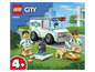 Lego City Tier-Ambulanz mit Minifiguren, einer Katze und einem Hund.