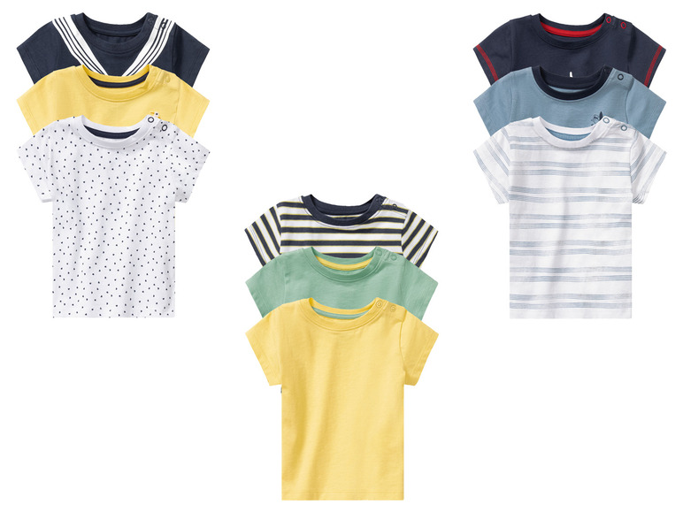 Gehe zu Vollbildansicht: lupilu® Baby T-Shirt, reine Bio-Baumwolle, 3er Set - Bild 1