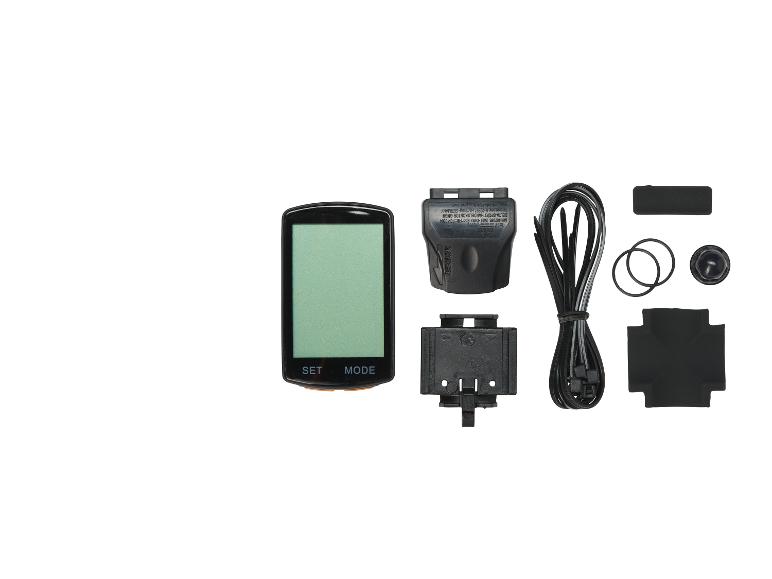 CRIVIT Fahrradcomputer-Set mit Display, Sensor, Halterung, Kabelbindern und Gummiringen