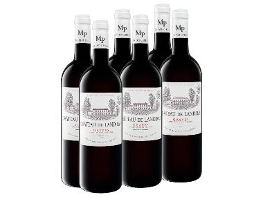 6 x 0,75-l-Flasche Weinpaket CHÂTEAU DE LANDIRAS Graves AOC trocken, Rotwein
