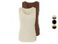 Zwei Tanktops für Damen in beige und braun.