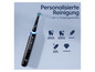 Eine schwarze Oral-B iO elektrische Zahnbürste mit fünf Reinigungsmodi: Tägliche Reinigung, Intensive Reinigung, Sensitiv, Super Sensitiv und Aufhellen.