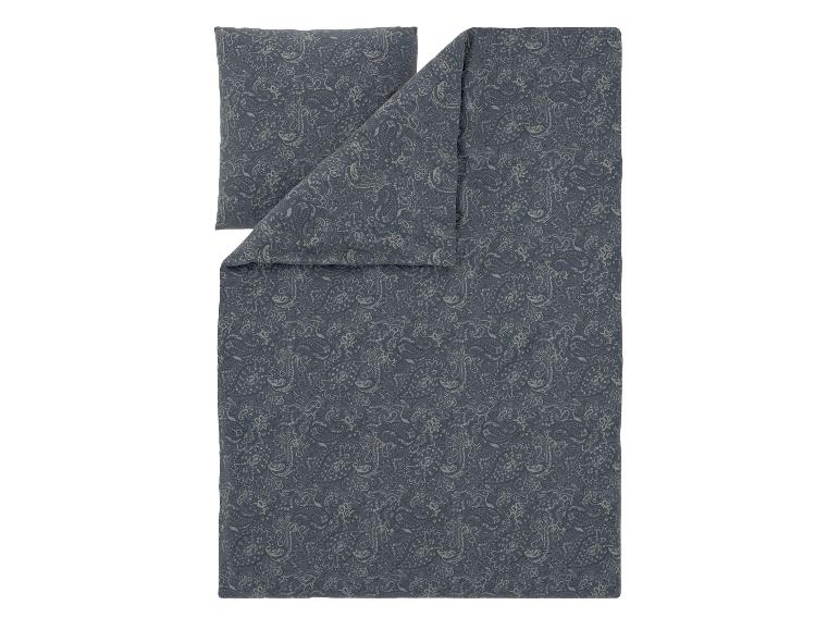 Bettbezug- und Kissenbezug-Set mit grauem Paisley-Muster.