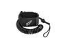 Schwarze Surf-Leash mit Spiralkabel und der Marke G-Force.