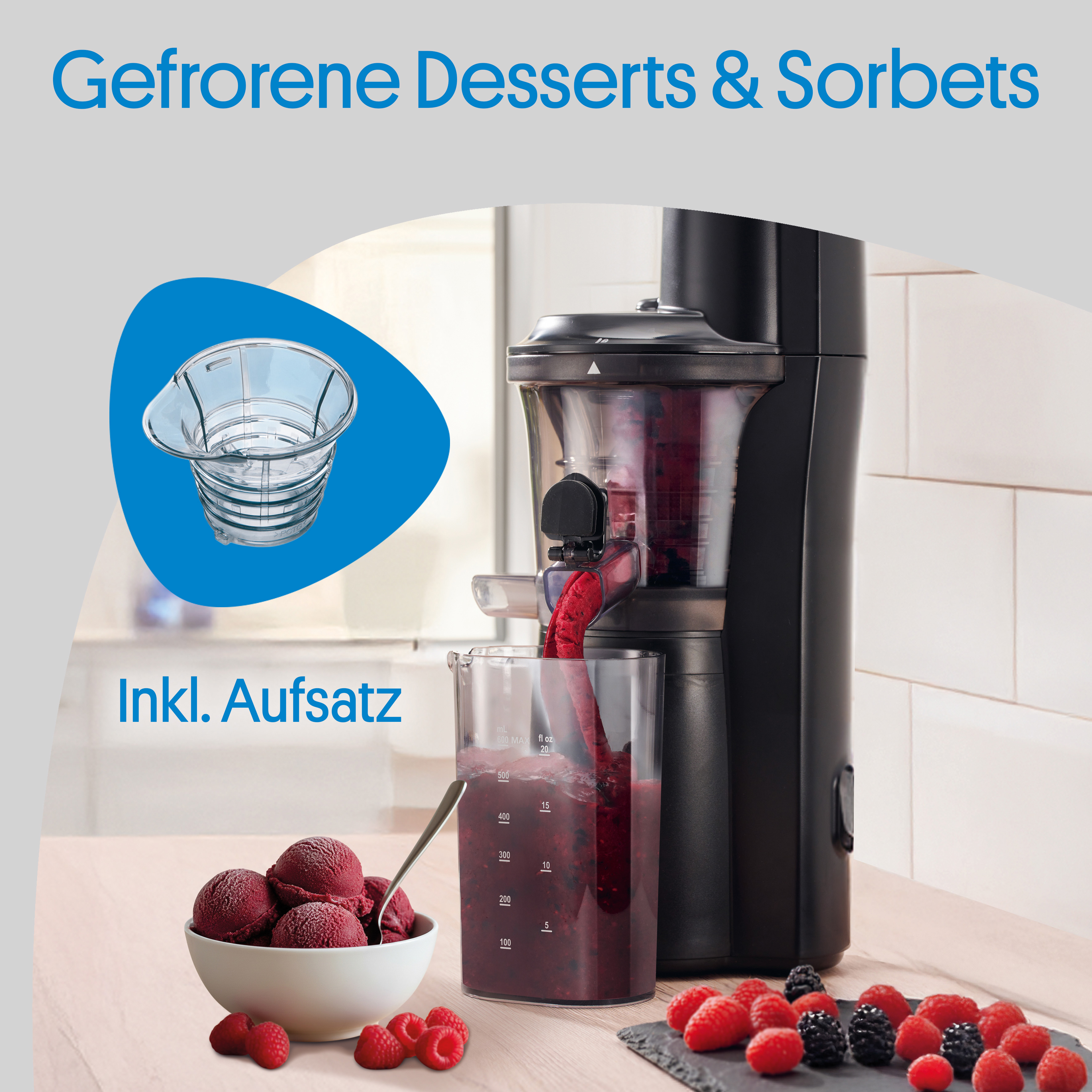 Gefrorene Desserts und Sorbets. Inklusive Aufsatz.