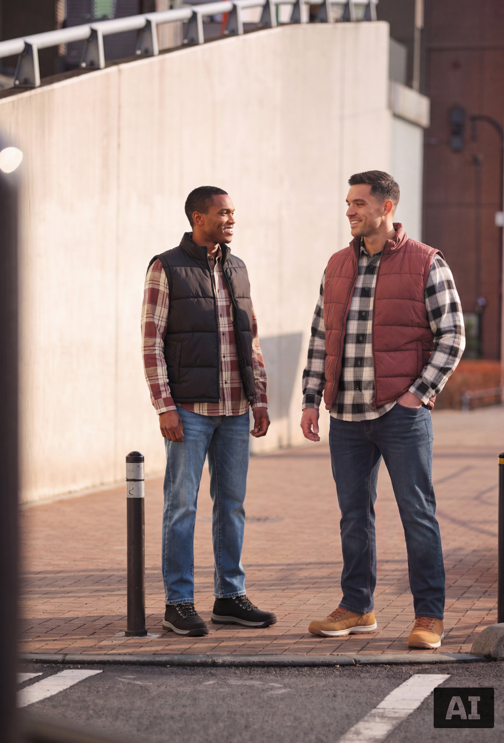 ESMARA MEN Herren Flanellhemd (rot/braun, XL (43/44)) – Bild 3 von 4