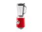 Roter Mixer mit Glaskrug und silbernem Drehregler