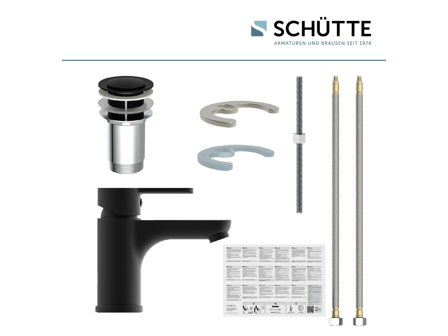 IMEX Einhebelmischer Für Waschbecken – Serie Dänemark In Schwarz Matt, Mit Keramik-Kartusche