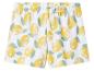 Weiße Shorts mit Zitronen- und Blättermuster
