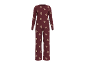 Bordeauxroter Pyjama mit Teddybärmuster für Damen.