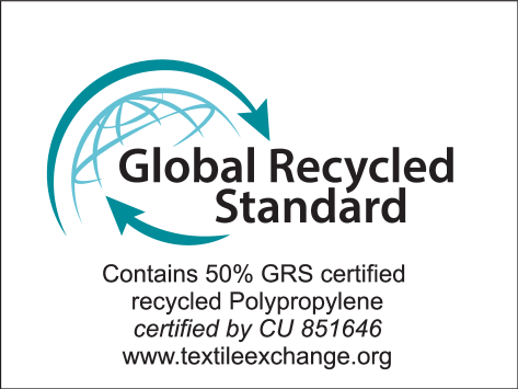 Global Recycled Standard: Enthält 50% GRS-zertifiziertes recyceltes Polypropylen, zertifiziert durch CU 851646.