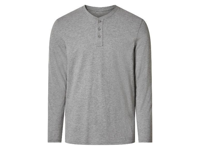 Graues Langarm-Henley-Shirt für Herren