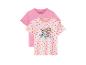 Zwei rosa Kinder-T-Shirts, eines mit Welpen- und Herzmotiv.